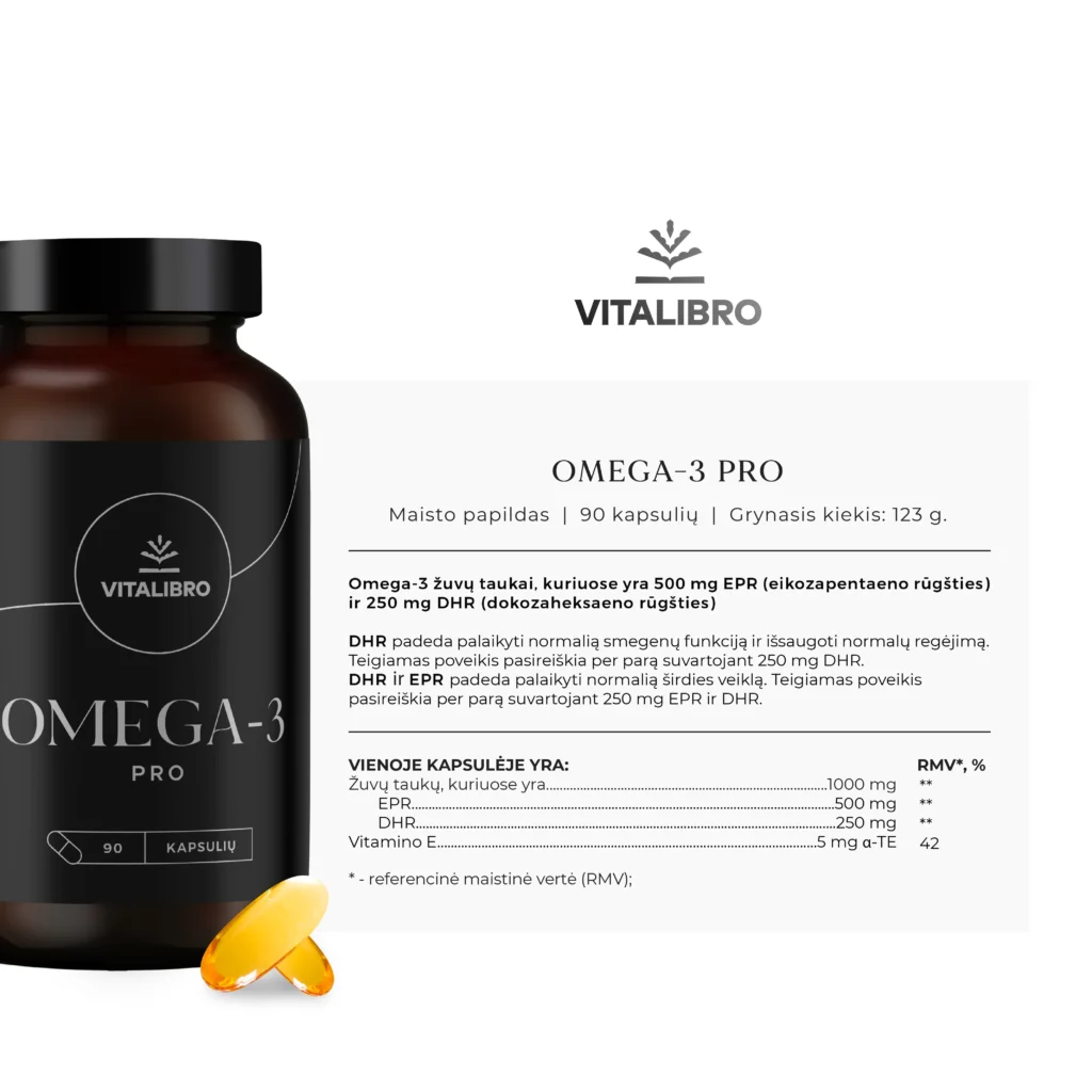 Stiprios koncentracijos omega-3 žuvų taukai – OMEGA-3 PRO