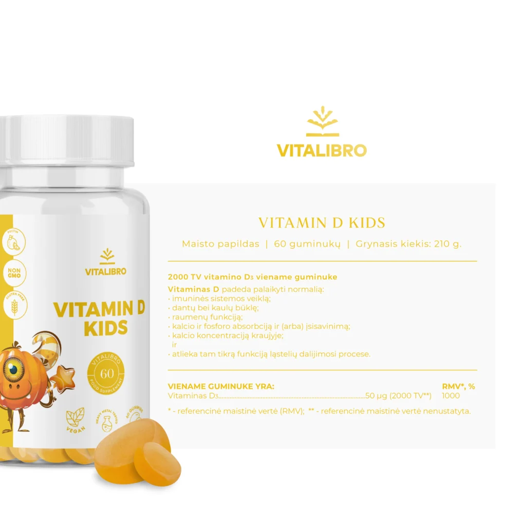 Vitaminas D vaikams, apelsinų skonio