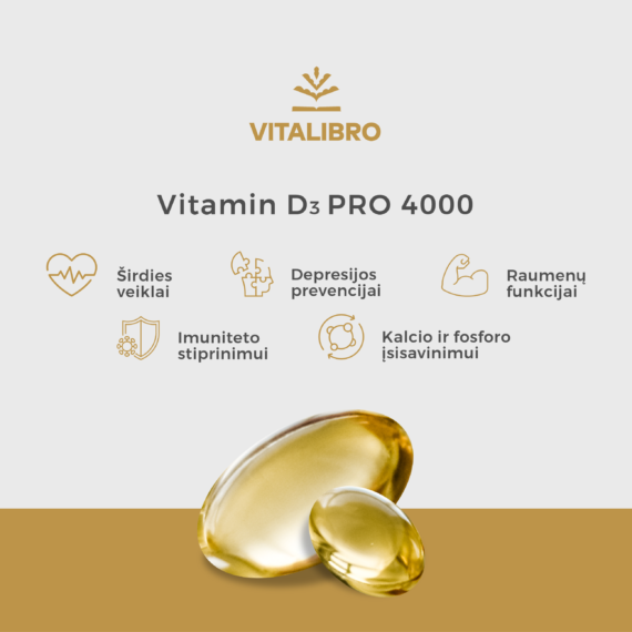 Koncentruotas Vitaminas D3 PRO 4000