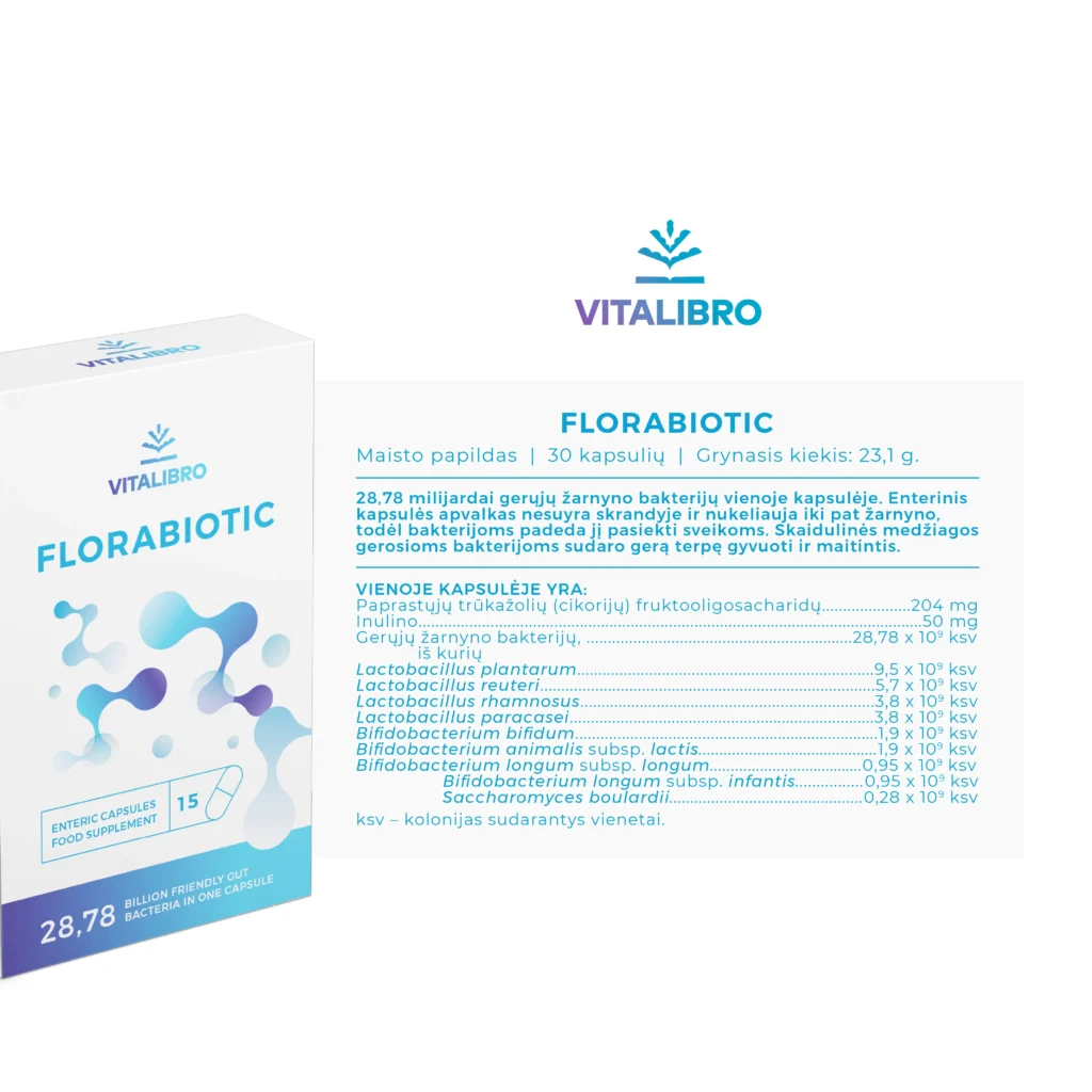 Gerųjų bakterijų ir maistinių skaidulų kompleksas FLORABIOTIC
