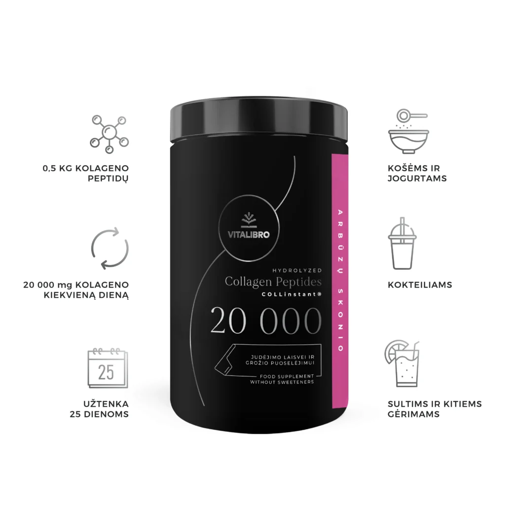 Hidrolizuotas kolagenas COLLAGEN 20 000, arbūzų skonio