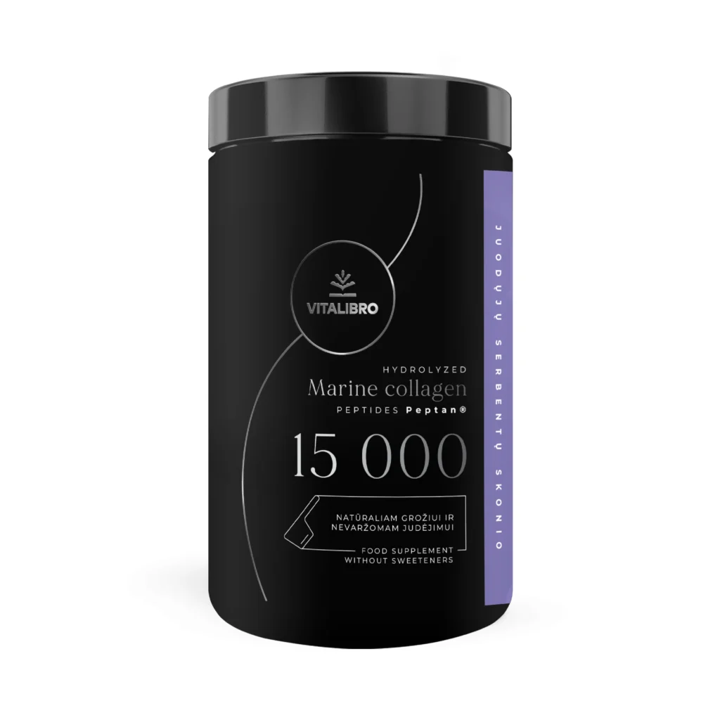 Jūrinis kolagenas COLLAGEN 15 000, juodųjų serbentų aromato