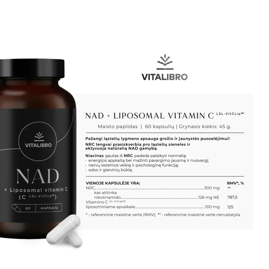 NAD + Liposominis vitaminas C