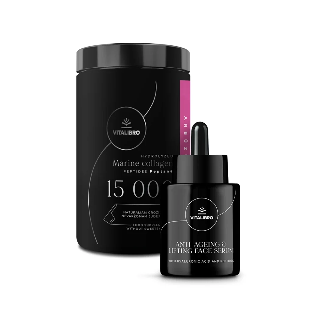 GROŽIO RINKINYS: veido serumas + COLLAGEN 15 000, arbūzinis be saldiklio