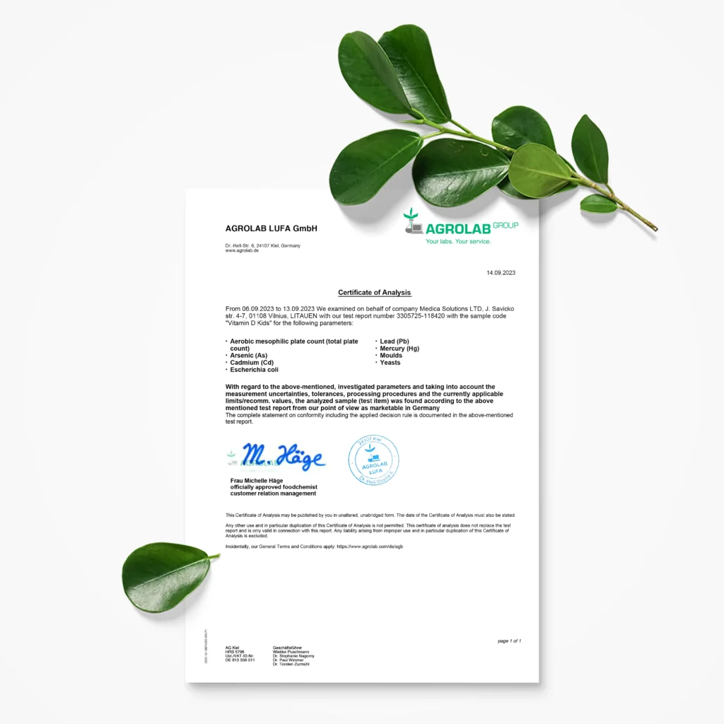 Vitamino D guminukai vaikams, apelsinų skonio